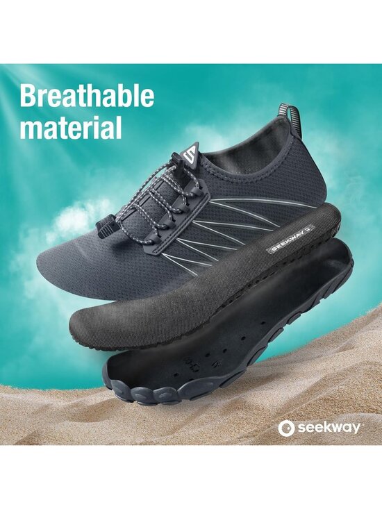 ?Men\'s Dark Grey Spandex Low Top Quick Dry Comfortable Lace up Shoes
